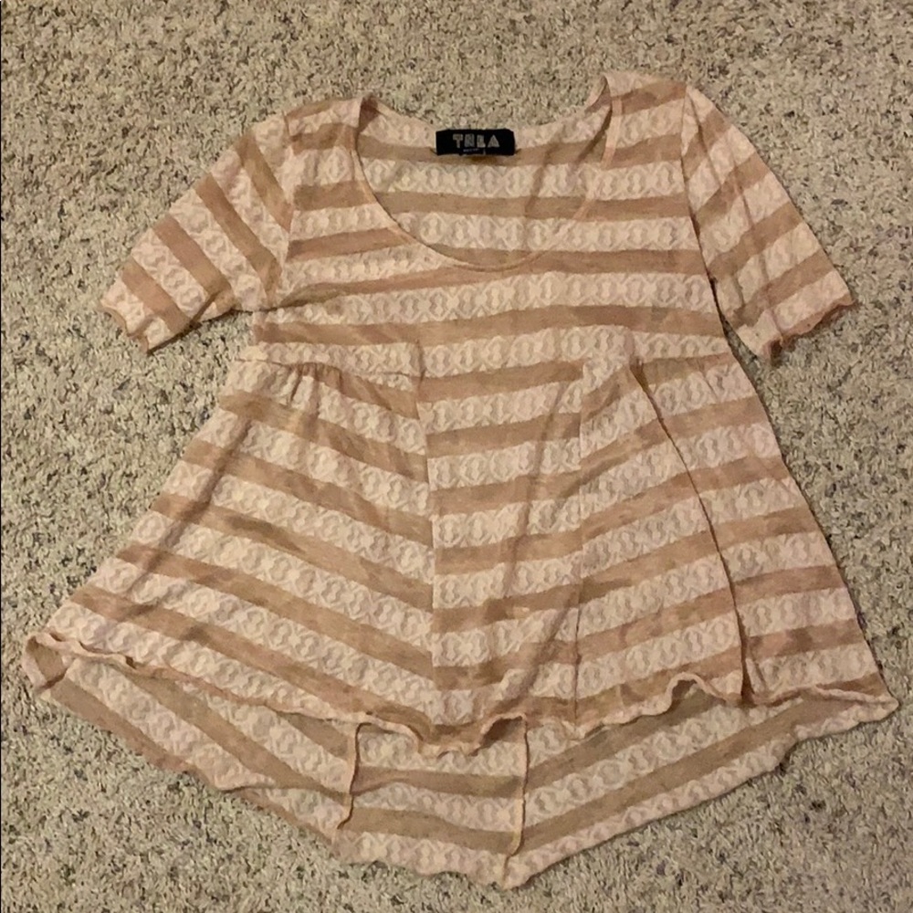 Hi-low pink lace top